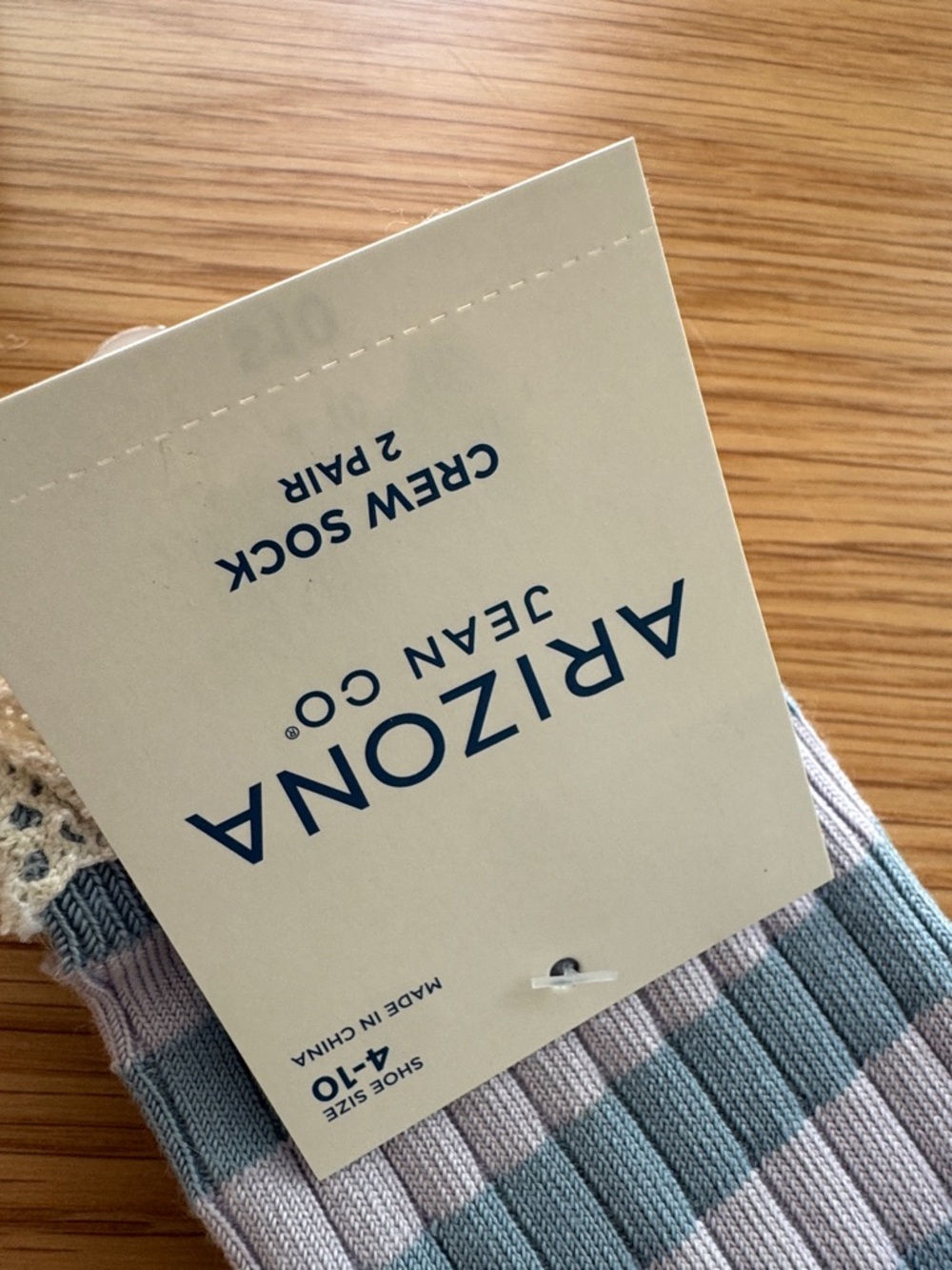 Arizona Jean Company Light Blue Crew Socks with White Stripe - Picture 3 of 3